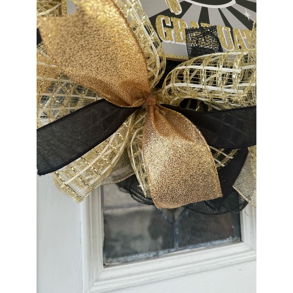 Congratulations Graduate Ribbon & Deco Mesh Wreath Door Hanger, Graduation Gift - Picture 4 of 7